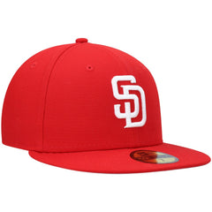 San Diego Padres New Era White Logo 59FIFTY Fitted Hat - Red - New Era on Sale