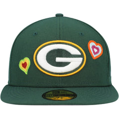 Green Bay Packers New Era Chain Stitch Heart 59FIFTY Fitted Hat Green