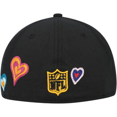 Pittsburgh Steelers New Era Chain Stitch Heart 59FIFTY Fitted Hat Black