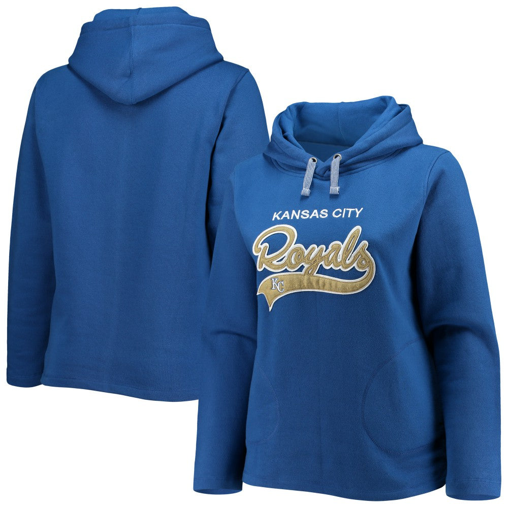 Kansas City Royals Soft as a Grape Women's Plus Size Side Split Pullover Hoodie - Royal - MLB Discount