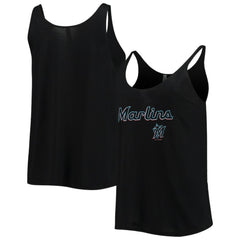 Miami Marlins Soft as a Grape Women's Slouchy Tank Top - Black - MLB on Sale