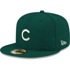 Chicago Cubs New Era White Logo 59FIFTY Fitted Hat - Green - New Era Discount