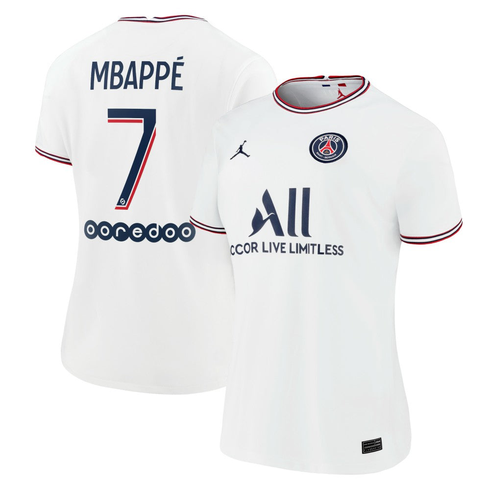 Kylian Mbappé Paris Saint-Germain Jordan Brand Women's 2021/22 Fourth Replica Jersey White - Jordan
