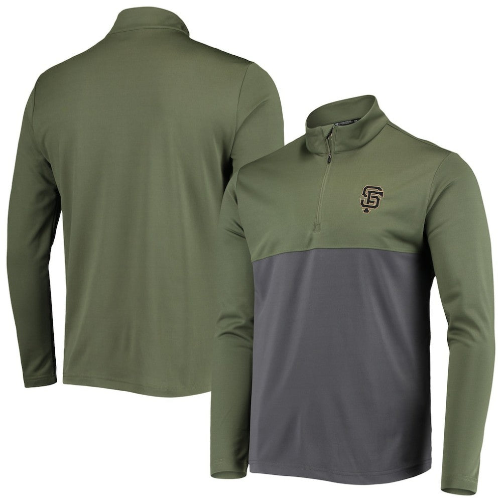 San Francisco Giants Levelwear Delta Pursue Quarter-Zip Jacket - Olive - MLB on Sale
