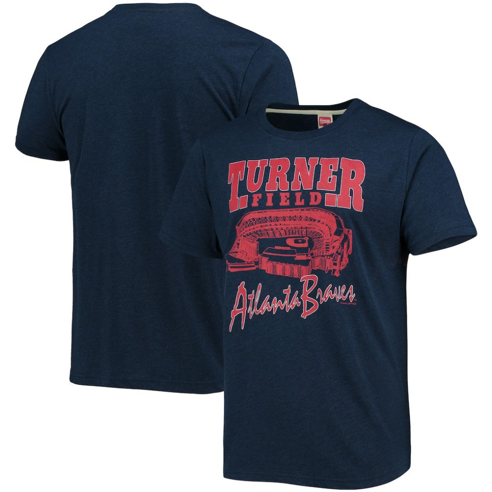 Atlanta Braves Homage Stadium Tri-Blend T-Shirt - Navy - MLB Lifestyle
