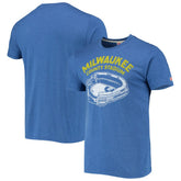 Milwaukee Brewers Homage Milwaukee County Stadium Tri-Blend T-Shirt - Royal - MLB Discount