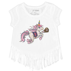 Boston Red Sox Tiny Turnip Girls Youth Unicorn Fringe T-Shirt - White - MLB Online