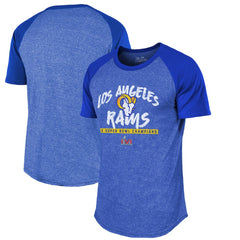 Los Angeles Rams Majestic Threads 2-Time Super Bowl Champions Tri-Blend Raglan T-Shirt Royal