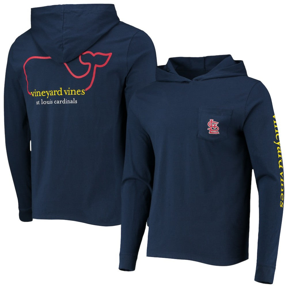 St. Louis Cardinals Vineyard Vines Long Sleeve Hoodie T-Shirt - Navy - MLB Lifestyle
