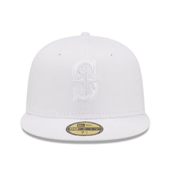 Seattle Mariners New Era White on White 59FIFTY Fitted Hat - New Era Lifestyle