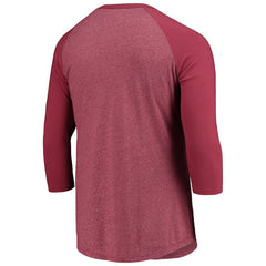 Washington Commanders Majestic Threads Wordmark 3/4-Sleeve Raglan Tri-Blend T-Shirt Burgundy