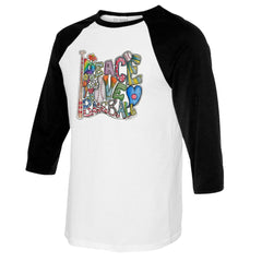 Chicago Cubs Tiny Turnip Women's Peace Love Baseball 3/4-Sleeve Raglan T-Shirt - White/Black - MLB on Sale