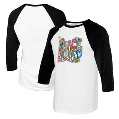 Los Angeles Dodgers Tiny Turnip Women's Peace Love Baseball 3/4-Sleeve Raglan T-Shirt - White/Black - MLB Online