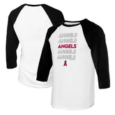 Los Angeles Angels Tiny Turnip Women's Stacked 3/4-Sleeve Raglan T-Shirt - White/Black - MLB Discount