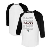 Arizona Diamondbacks Tiny Turnip Women's Stacked 3/4-Sleeve Raglan T-Shirt - White/Black - MLB Sale