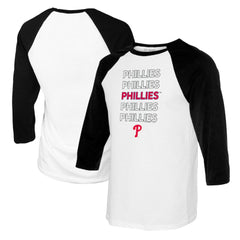 Philadelphia Phillies Tiny Turnip Women's Stacked 3/4-Sleeve Raglan T-Shirt - White/Black - MLB Online