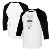 Chicago Cubs Tiny Turnip Youth Stacked Raglan 3/4 Sleeve T-Shirt - White/Black - MLB Online