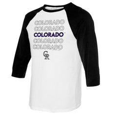 Colorado Rockies Tiny Turnip Youth Stacked Raglan 3/4 Sleeve T-Shirt - White/Black - MLB Online