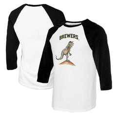 Milwaukee Brewers Tiny Turnip Youth TT Rex Raglan 3/4 Sleeve T-Shirt - White/Black - MLB on Sale