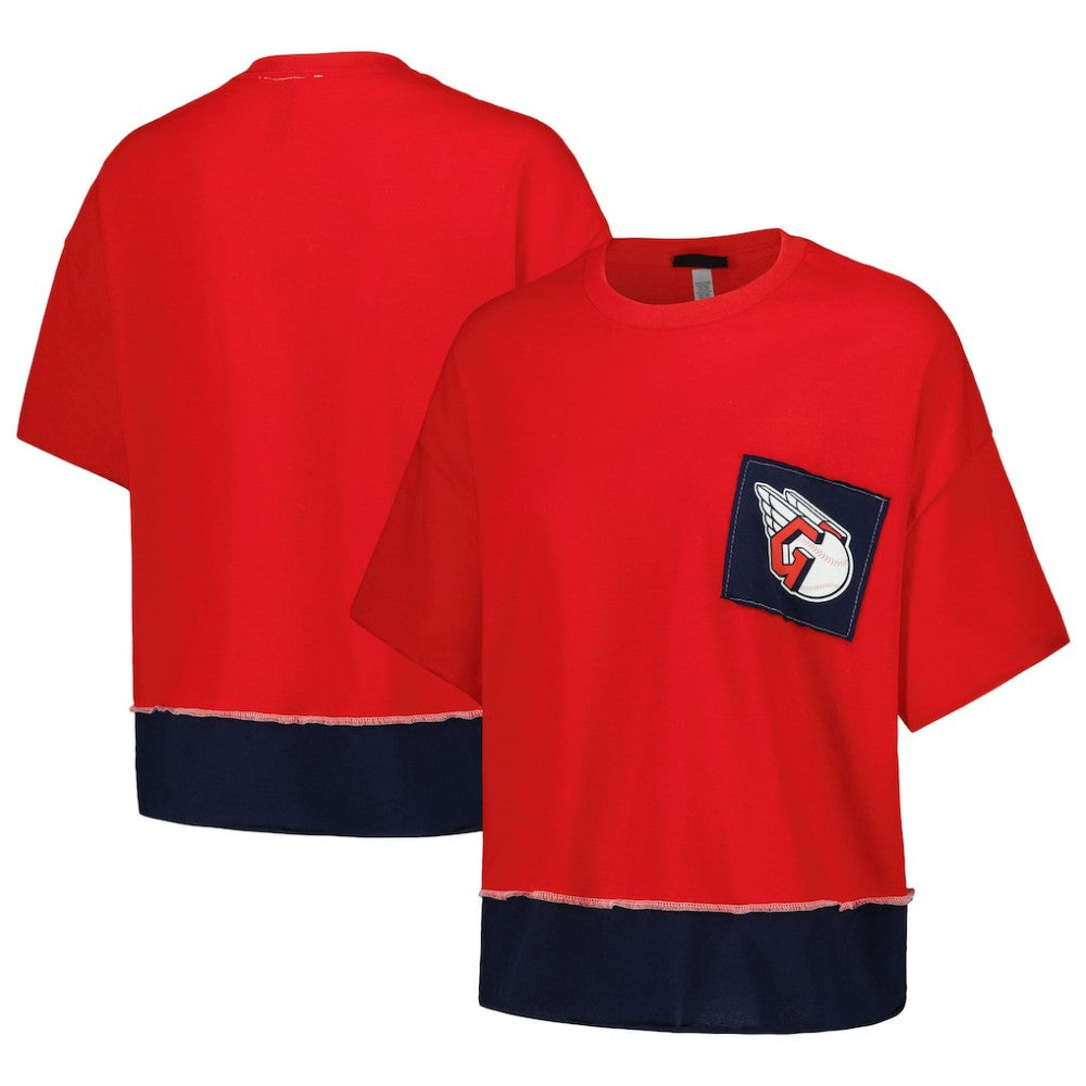 Cleveland Guardians Refried Apparel Women's Cropped T-Shirt - Red - MLB Discount