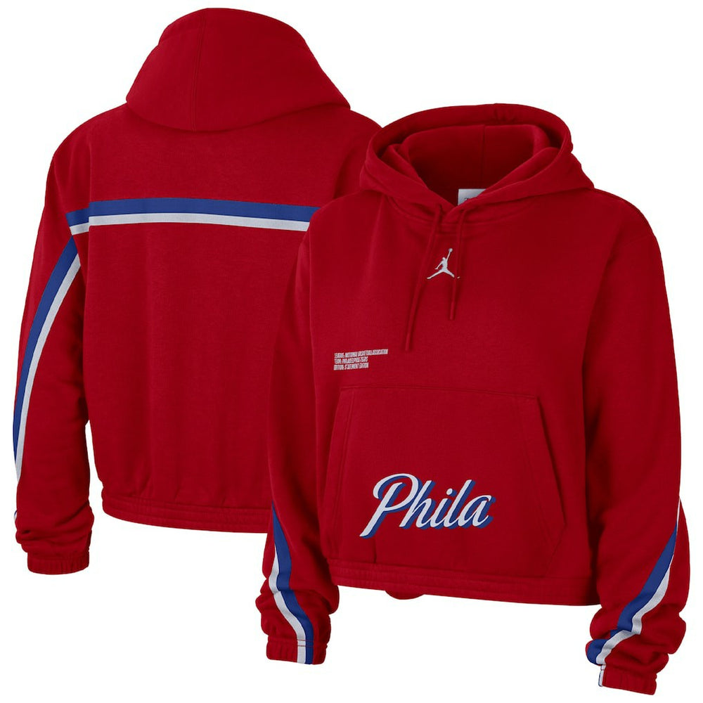 Philadelphia 76ers Jordan Brand Women's Courtside Statement Edition Pullover Hoodie Red