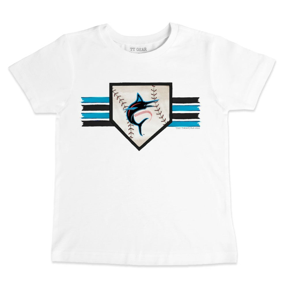 Miami Marlins Tiny Turnip Youth Base Stripe T-Shirt - White - MLB Sale