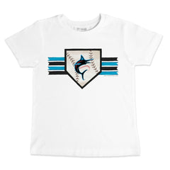 Miami Marlins Tiny Turnip Youth Base Stripe T-Shirt - White - MLB Sale