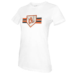 Baltimore Orioles Tiny Turnip Women's Base Stripe T-Shirt - White - MLB Discount