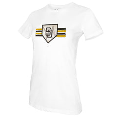 San Diego Padres Tiny Turnip Women's Base Stripe T-Shirt - White - MLB on Sale