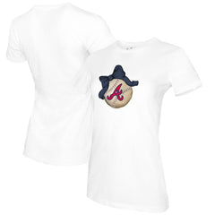 Atlanta Braves Tiny Turnip Women's Baseball Bow T-Shirt - White - MLB Lifestyle