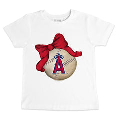 Los Angeles Angels Tiny Turnip Youth Baseball Bow T-Shirt - White - MLB on Sale