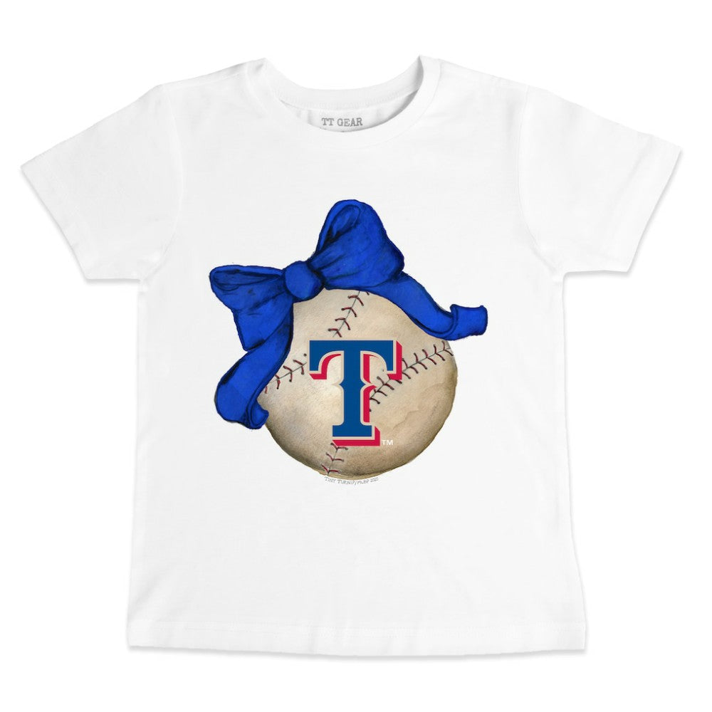 Texas Rangers Tiny Turnip Youth Baseball Bow T-Shirt - White - MLB Lifestyle