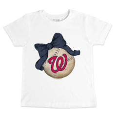 Washington Nationals Tiny Turnip Youth Baseball Bow T-Shirt - White - MLB Sale