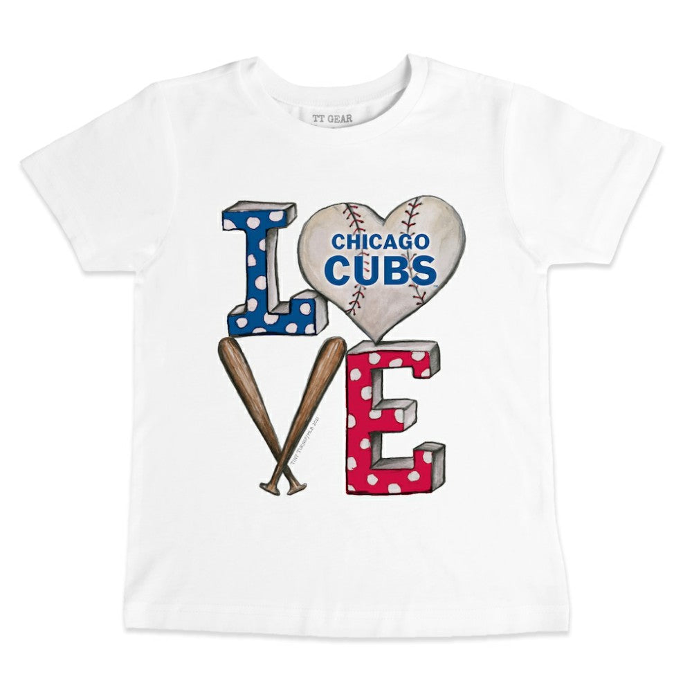 Chicago Cubs Tiny Turnip Youth Baseball Love T-Shirt - White - MLB Lifestyle