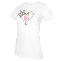 San Diego Padres Tiny Turnip Women's Baseball Tiara Heart T-Shirt - White - MLB on Sale