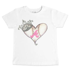 Atlanta Braves Tiny Turnip Youth Baseball Tiara Heart T-Shirt - White - MLB Lifestyle