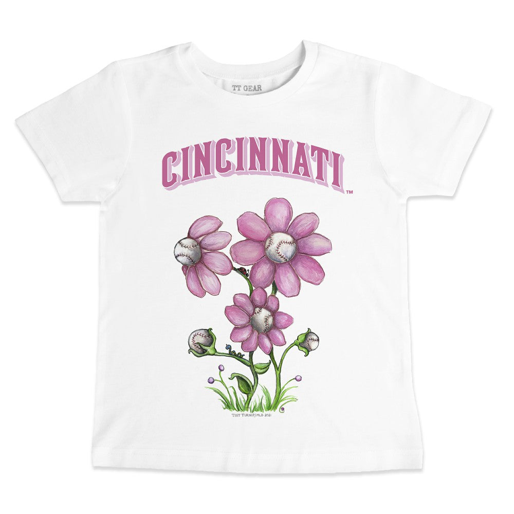 Cincinnati Reds Tiny Turnip Youth Blooming Baseballs T-Shirt - White - MLB Online