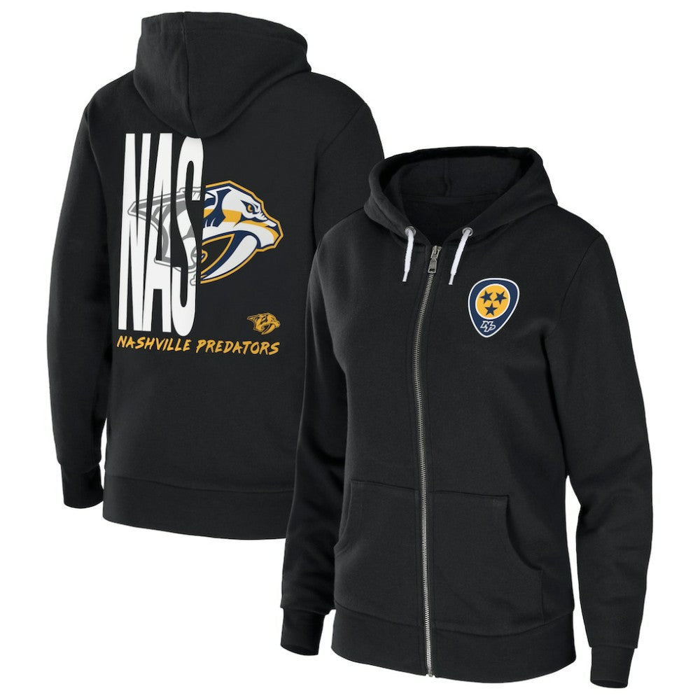 Nashville Predators WEAR by Erin Andrews Women's Sponge Fleece Full-Zip Hoodie - Black - NHL 4762604