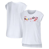 Detroit Red Wings WEAR by Erin Andrews Women's Greetings From Muscle T-Shirt - White - NHL 4762624