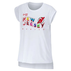New Jersey Devils WEAR by Erin Andrews Women's Greetings From Muscle T-Shirt - White - NHL 4762630