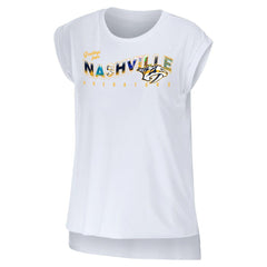 Nashville Predators WEAR by Erin Andrews Women's Greetings From Muscle T-Shirt - White - NHL 4762631