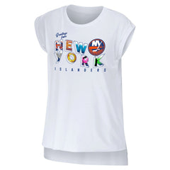 New York Islanders WEAR by Erin Andrews Women's Greetings From Muscle T-Shirt - White - NHL 4762632