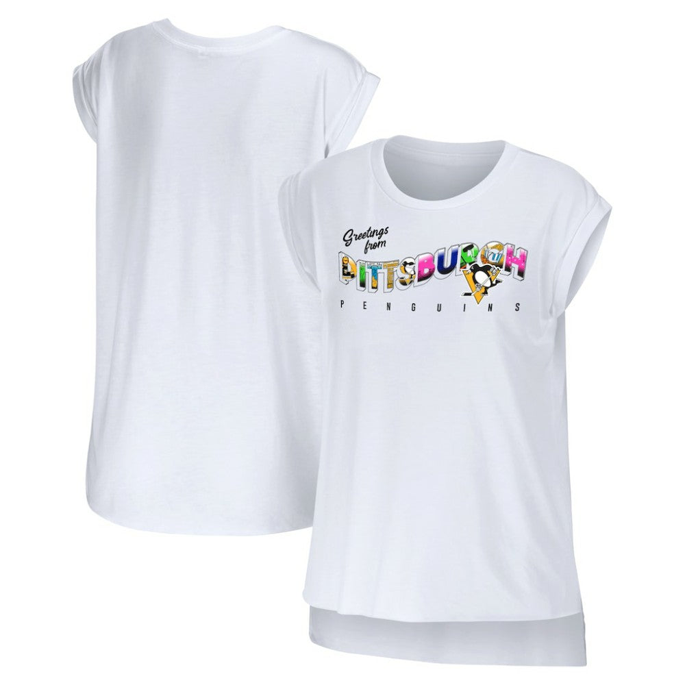 Pittsburgh Penguins WEAR by Erin Andrews Women's Greetings From Muscle T-Shirt - White - NHL 4762634