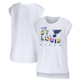St. Louis Blues WEAR by Erin Andrews Women's Greetings From Muscle T-Shirt - White - NHL 4762636