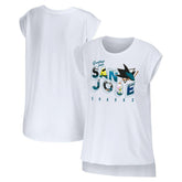 San Jose Sharks WEAR by Erin Andrews Women's Greetings From Muscle T-Shirt - White - NHL 4762637