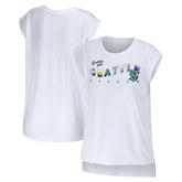 Seattle Kraken WEAR by Erin Andrews Women's Greetings From Muscle T-Shirt - White - NHL 4762638