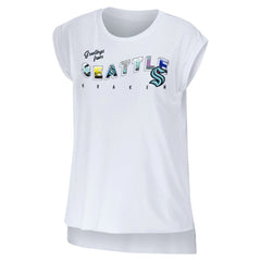 Seattle Kraken WEAR by Erin Andrews Women's Greetings From Muscle T-Shirt - White - NHL 4762638