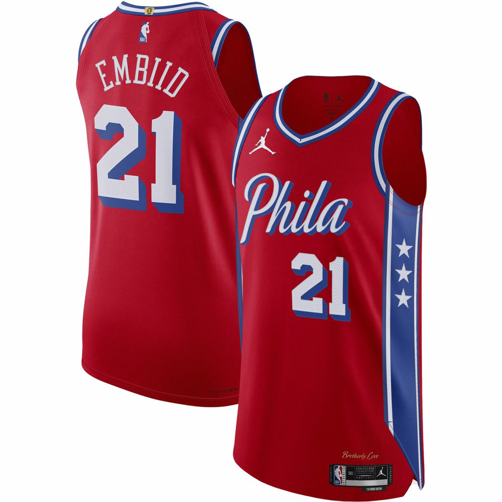 Joel Embiid Philadelphia 76ers Jordan Brand Authentic Player Jersey Statement Edition Red