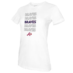 Atlanta Braves Tiny Turnip Women's Stacked T-Shirt - White - MLB Discount