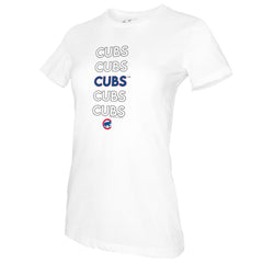 Chicago Cubs Tiny Turnip Women's Stacked T-Shirt - White - MLB on Sale